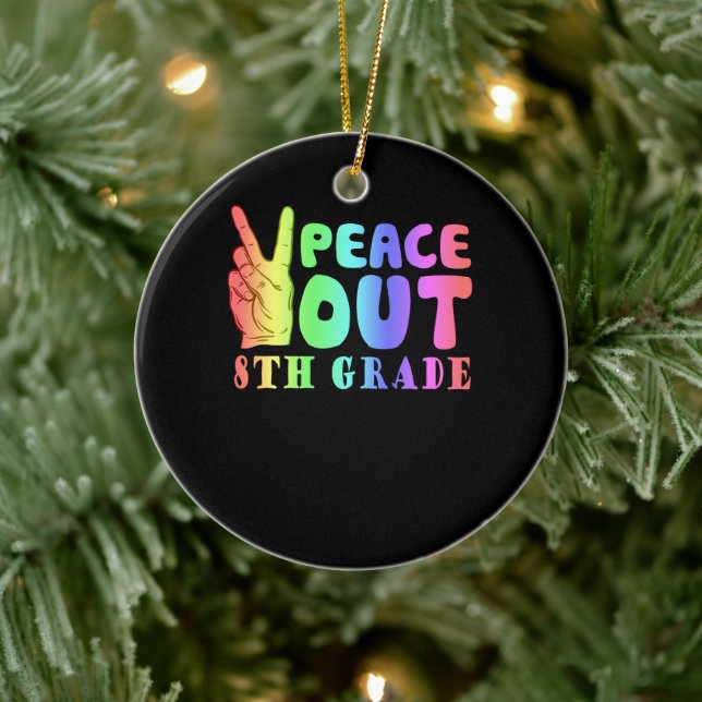 Funny Peace Out 8th Grade Ceramic Ornament (Tree)