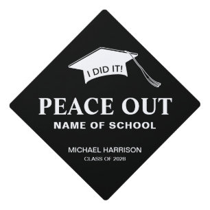 Funny Peace Out Custom Graduation Cap Topper
