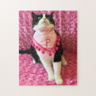 Funny Peaches le Tuxedo Cat Pink Puzzle