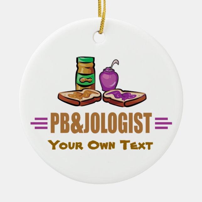 Funny Peanut Butter and Jelly Ceramic Ornament (Front)