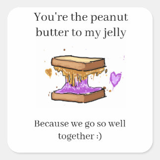 Funny Peanut Butter Jelly Valentine's Square Sticker