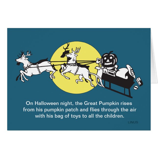 Funny Peanuts pumpkin reindeer Halloween card (Front Horizontal)