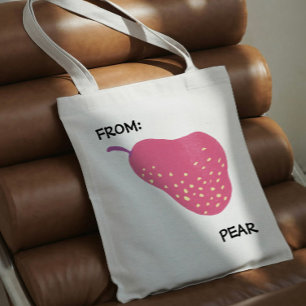 Funny Pear Pun – “From: Pear” Pop Art Fruit Canva Tote Bag
