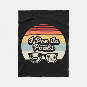 Funny Pee In Pools Retro Vintage Summer Vacation Fleece Blanket