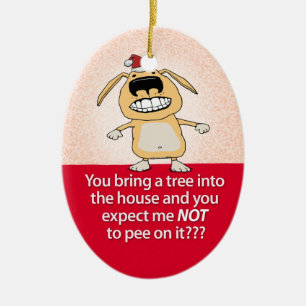 Funny Peeing Dog Christmas Ornament