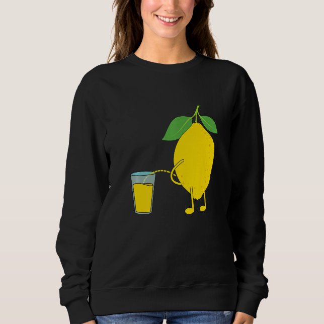 Funny Peeing Lemon  Lemon Juice  Pee  Humour  Happ Sweatshirt (Front)