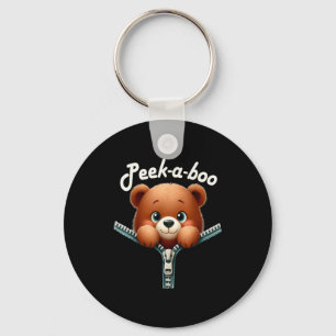 Funny - Peek-a-boo - Bear Keychain