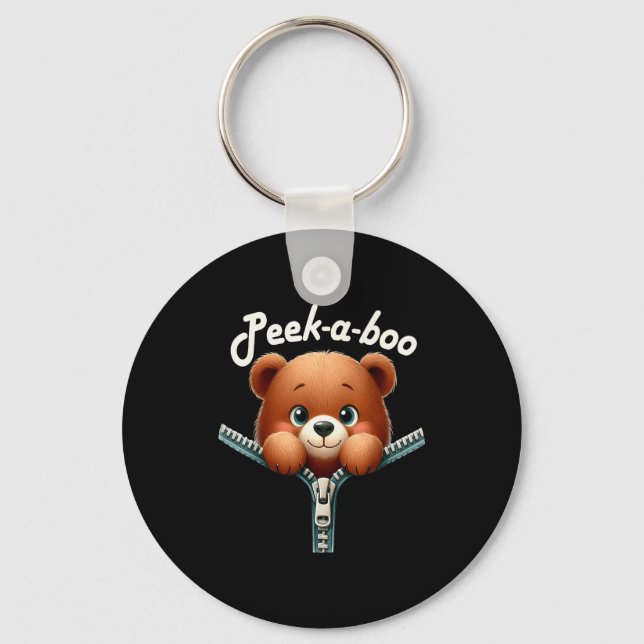 Funny - Peek-a-boo - Bear  Keychain (Front)