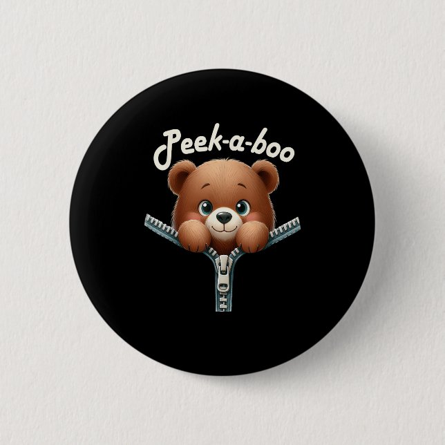 Funny - Peekabo - Bear 2 Inch Round Button (Front)