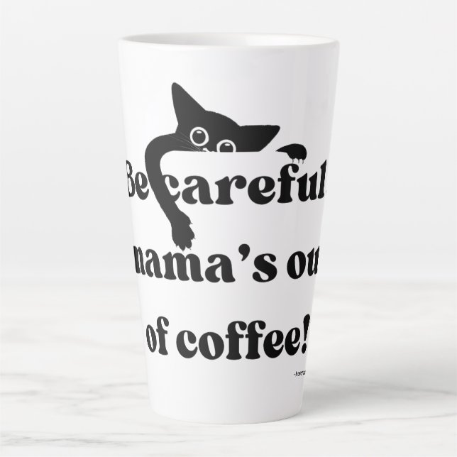 Funny Peekaboo Chat noir Latte Mug - Café mignonne (Devant)