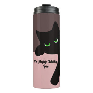 Funny Peeking Black Cat Custom Aesthetic Thermal Tumbler