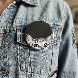 Funny Peeking Cat Stalker Kitten Meme 2 Inch Round Button