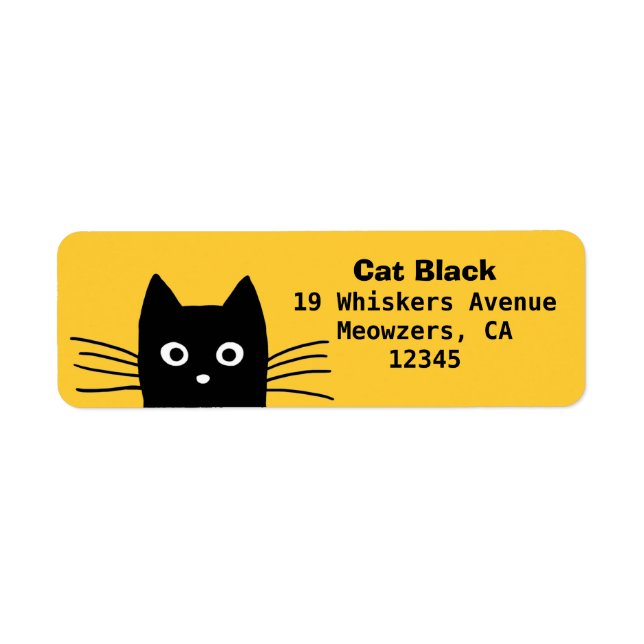 Funny Peeking Chat noir | Adresse de retour mignon (Devant)