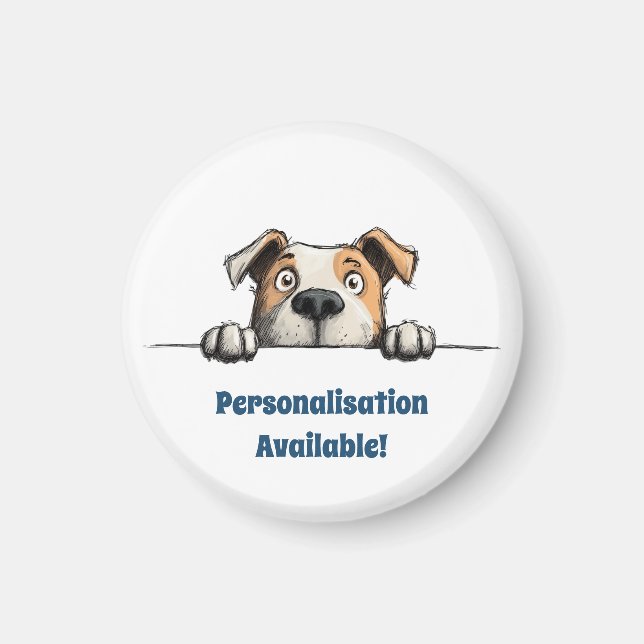 Funny Peeking Staffy Dog Magnet (Front)