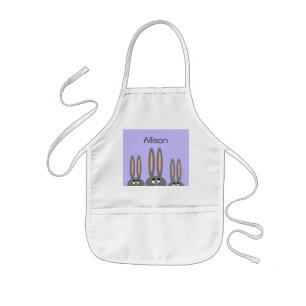 Funny Peeping Easter Bunnies Purple Customized Kids Apron
