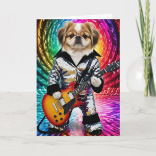 Funny Pekingese Rock Star Card