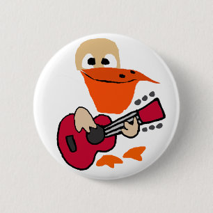 Funny Pelican Playing Guitar Art 2 Inch Round Button
