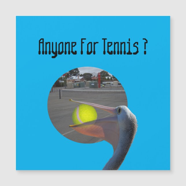 Funny Pelican Tennis Player, Magnetic Card (Front)
