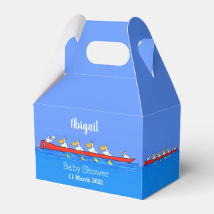 Funny pelicans rowing cartoon illustration favor box