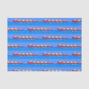 Funny pelicans rowing cartoon illustration tissue paper