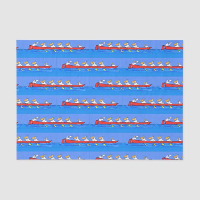 Funny pelicans rowing cartoon illustration tissue paper (Front)