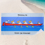 Funny pelicans rowing team cartoon personalized. beach towel<br><div class="desc">Our funny pelicans rowing will add some humour to your beach visit. Inspired by watching seabirds and thinking up silly thoughts.</div>