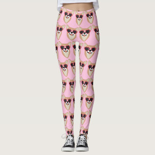 Funny Pembroke Welsh Corgi Pattern Pink Leggings