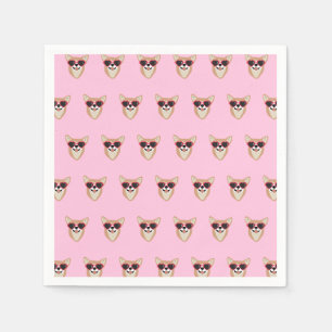 Funny Pembroke Welsh Corgi Pattern Pink Napkin