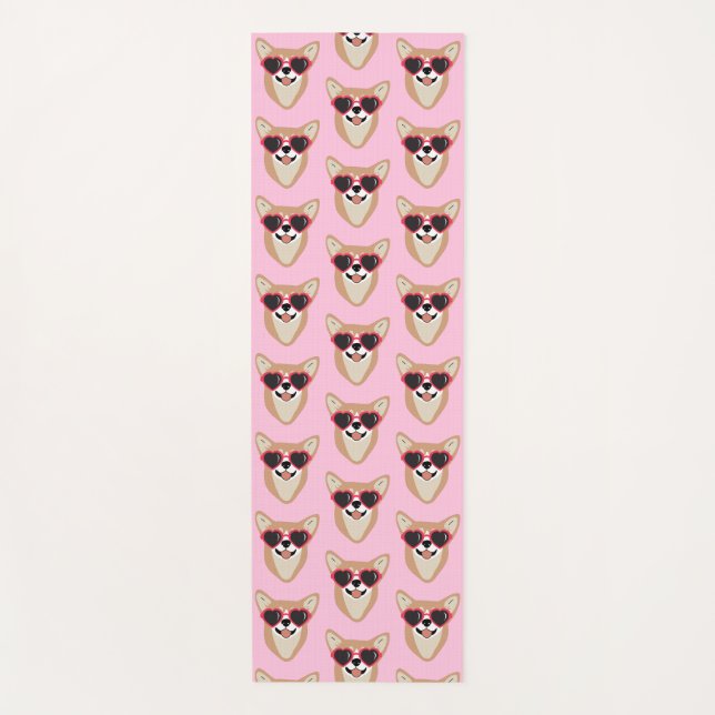 Funny Pembroke Welsh Corgi Pattern Pink Yoga Mat (Front)