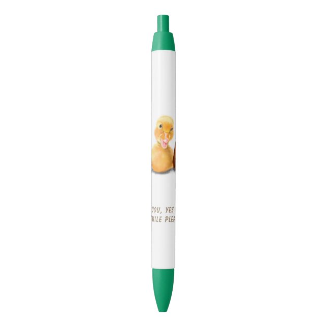 Funny Pen with Happy Duck Smile - Custom Text (Front Vertical)