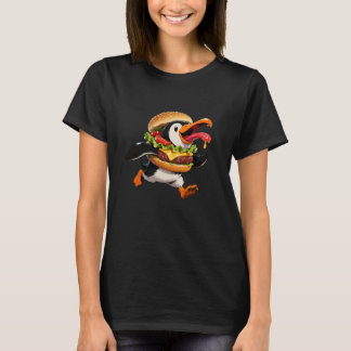 Funny Pengui Fast Food Cheeseburger T-Shirt