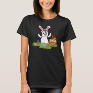 Funny Penguin Bird Easter Egg Hunting Bunny Pengui T-Shirt