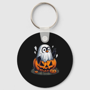 Funny Penguin Boo Halloween Ghost Womens Mens Kids Keychain