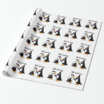 Funny Penguin Bride and Groom Wedding Cartoon Wrapping Paper<br><div class="desc">Wonderful funny cute bride and groom penguin cartoon wedding design.  Can also add custom text and change background colour when ordering.</div>