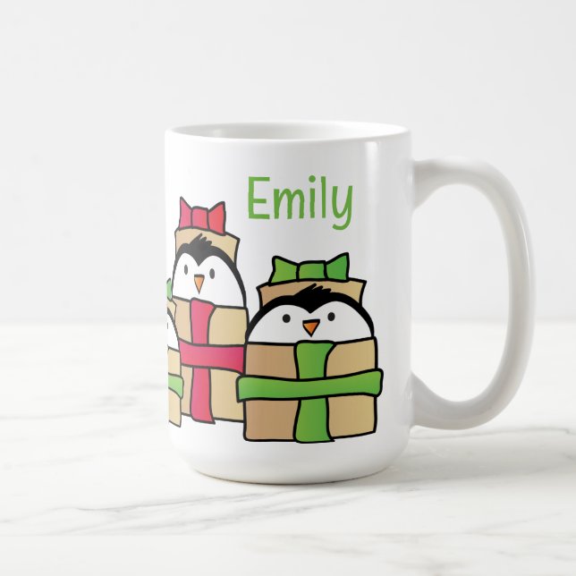Funny Penguin Cartoon for Kids Child Personalized Coffee Mug (Right)