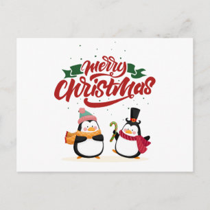 Funny Penguin Christmas Card, Merry Christmas Holiday Postcard