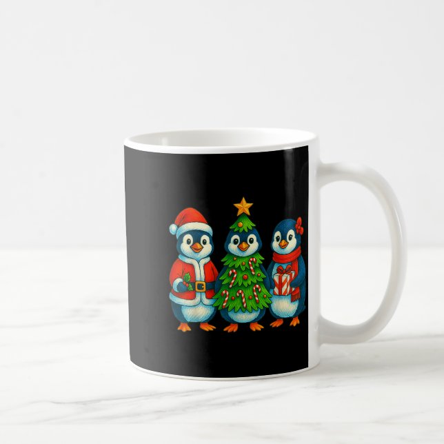 Funny Penguin Christmas Lights Penguin Cute Xmas H Coffee Mug (Right)
