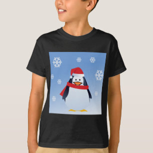 Funny Penguin Christmas Santa Claus Snowflakes T-Shirt