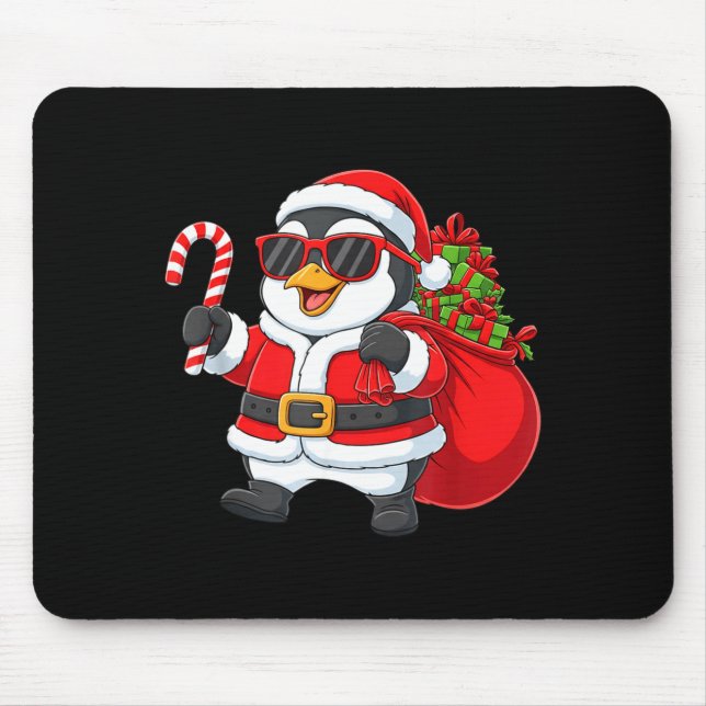 Funny Penguin Christmas Santa Outfit Xmas Boys Gir Mouse Pad (Front)