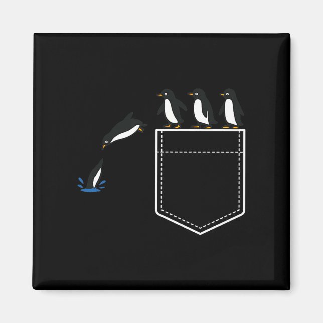 Funny Penguin Cket Cute Diving Penguin Animal Love Magnet (Front)