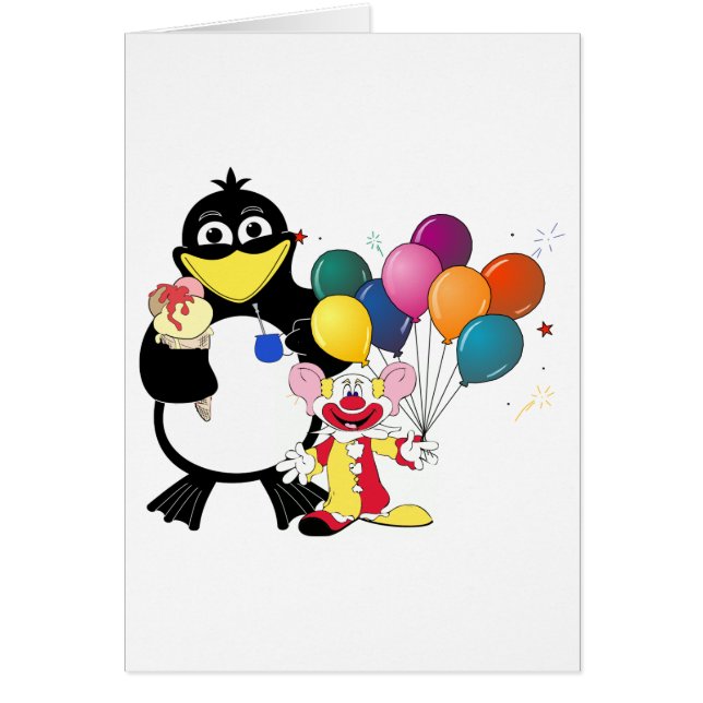 Funny penguin & clown cartoon (Front)