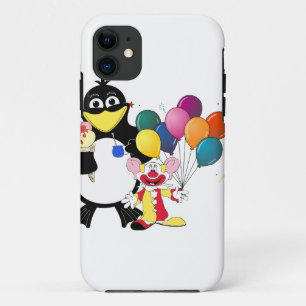 Funny penguin & clown cartoon iPhone 11 case