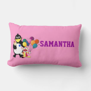Funny penguin & clown cartoon lumbar pillow