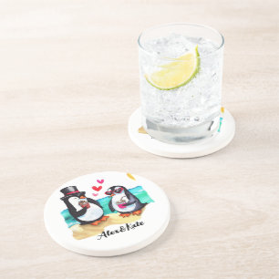 Funny Penguin Couple, Animals in Love Coaster