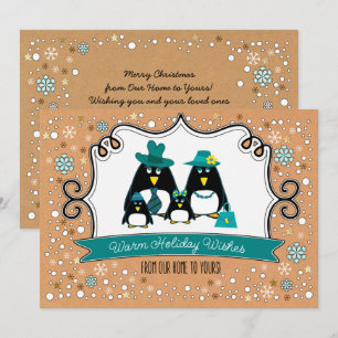 Funny Penguin Famille de Noël Appartement Cartes d