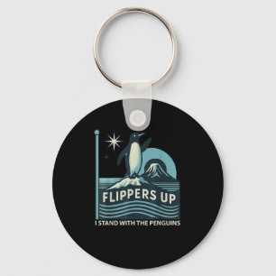 Funny Penguin Flippers Up I Stand With The Penguin Keychain