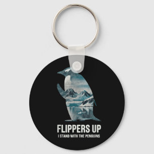 Funny Penguin Flippers Up I Stand With The Penguin Keychain