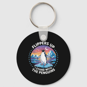 Funny Penguin Flippers Up I Stand With The Penguin Keychain