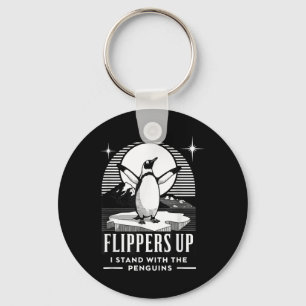 Funny Penguin Flippers Up I Stand With The Penguin Keychain