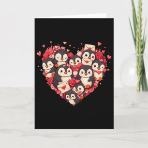Funny Penguin Heart Valentine Penguin Womens Mens  Card